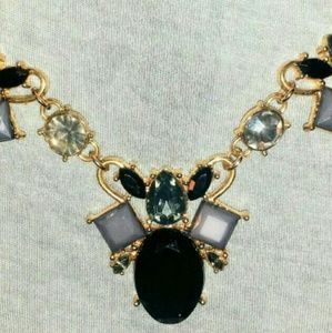 Black & Gray Gemstone Cluster Necklace